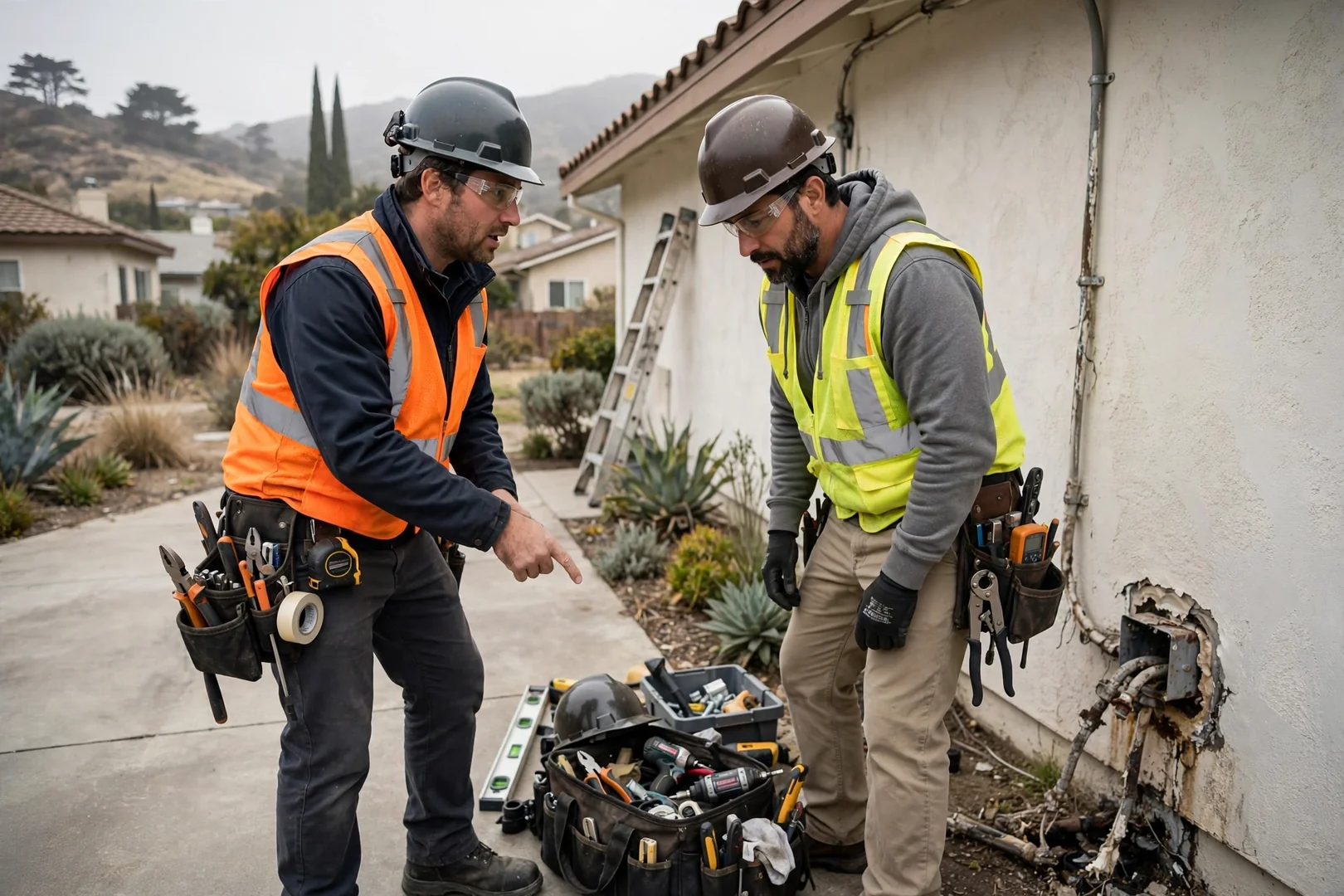 Technician testing a wall-mounted solar inverter at a Salinas home